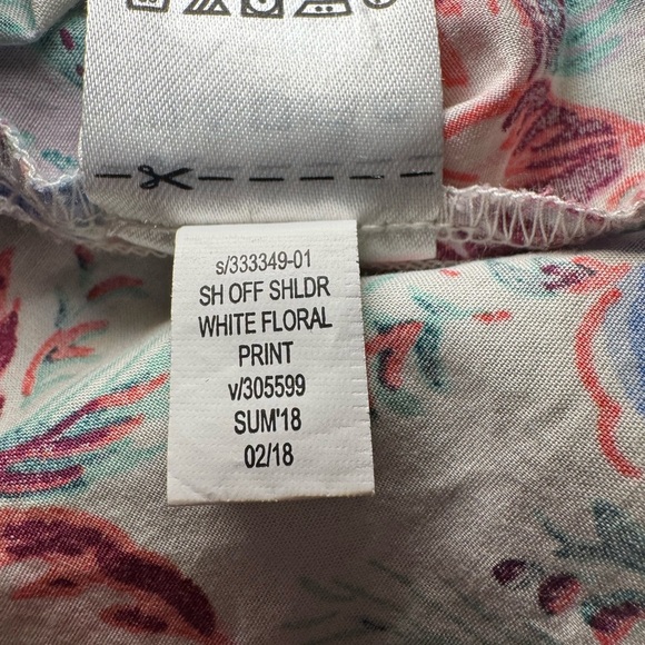 Gap Women’s Off The Shoulder Top‎ Small Floral Smocked Short Sleeve Cottagecore - Picture 8 of 8